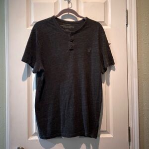 American Eagle Outfitters Dark Gray Henley Tee